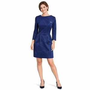 Lacoste L!VE Navy Geometric Sheath Dress S Corporate Core Sporty Chic F1637